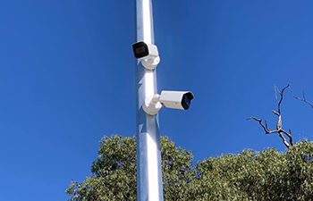 Security cameras on a pole